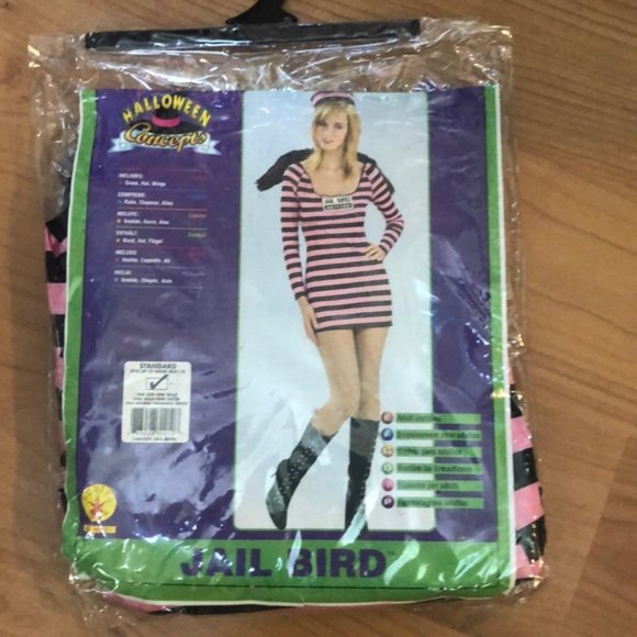 Jail Halloween Costume Criminal Convict Inmate nwt One Size Fits Most - Picture 1 of 8